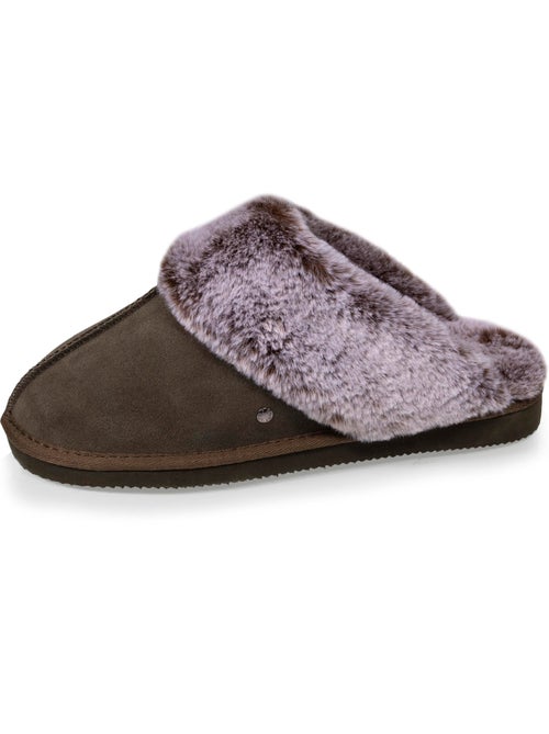 Chaussons mules cuir fourré chaud femme isotoner - Kiabi Chaussons mules cuir fourré chaud femme isotoner - Kiabi