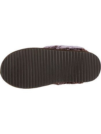 Chaussons mules cuir fourré chaud femme