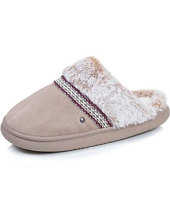Chaussons mules cuir semelle bloup extra confort femme