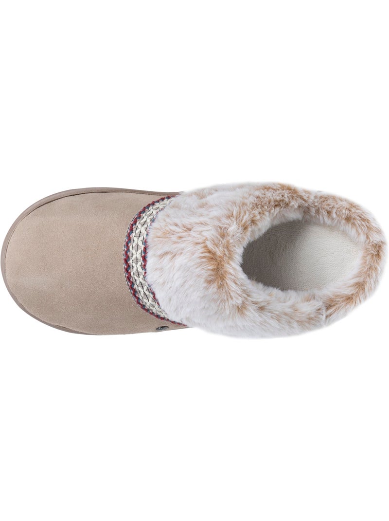 Chaussons mules cuir semelle bloup extra confort femme Beige - Kiabi