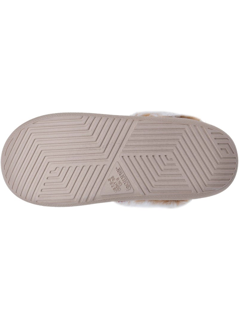 Chaussons mules cuir semelle bloup extra confort femme Beige - Kiabi