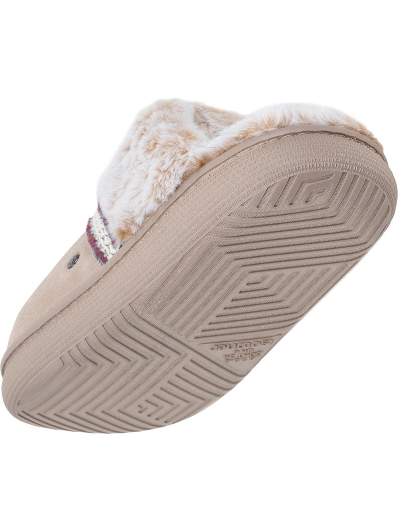 Chaussons mules cuir semelle bloup extra confort femme Beige - Kiabi