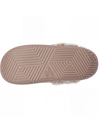 Chaussons mules cuir semelle bloup extra confort femme isotoner