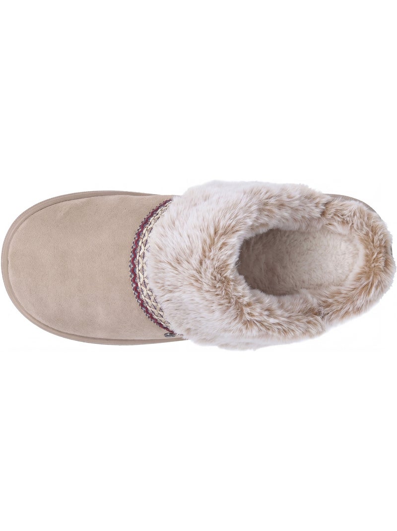 Chaussons mules cuir semelle bloup extra confort femme isotoner Beige - Kiabi