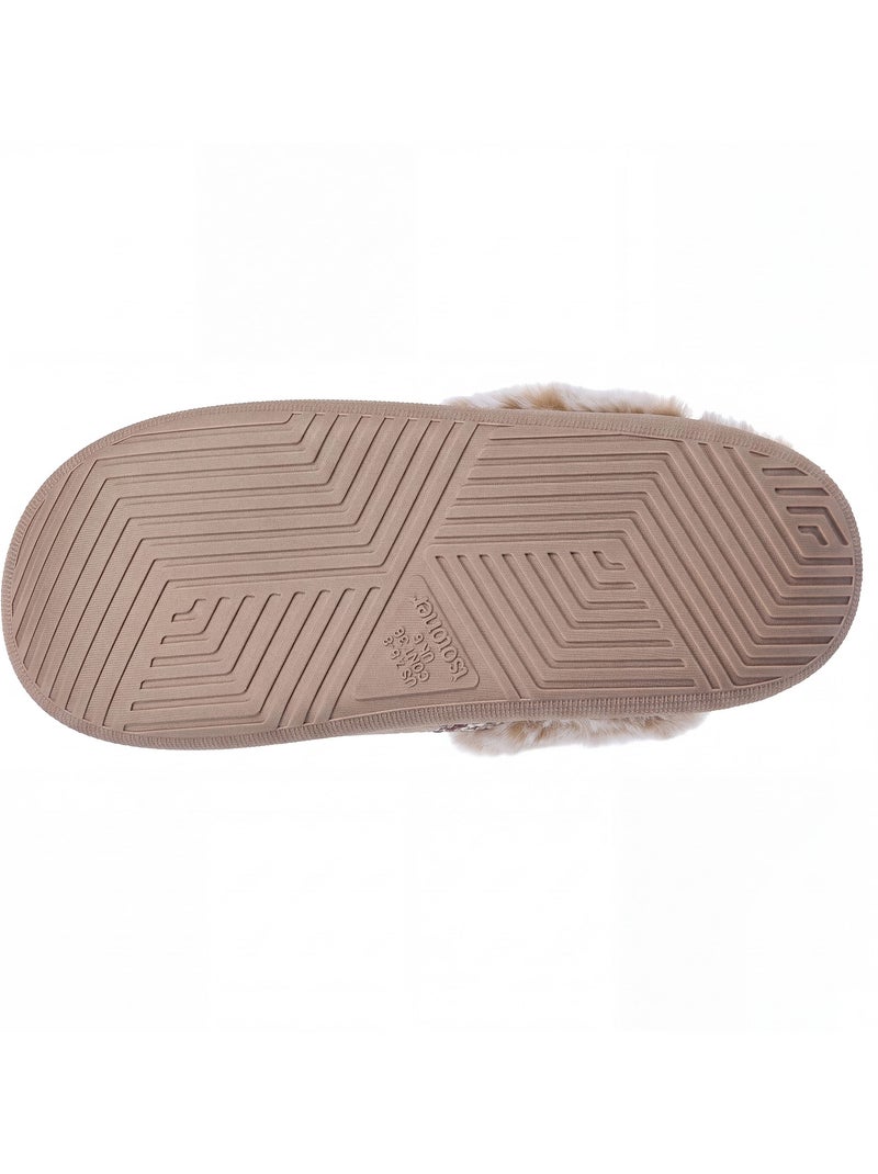 Chaussons mules cuir semelle bloup extra confort femme isotoner Beige - Kiabi