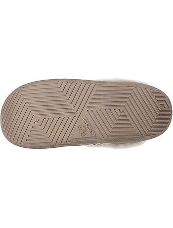 Chaussons mules cuir semelle bloup extra confort femme isotoner