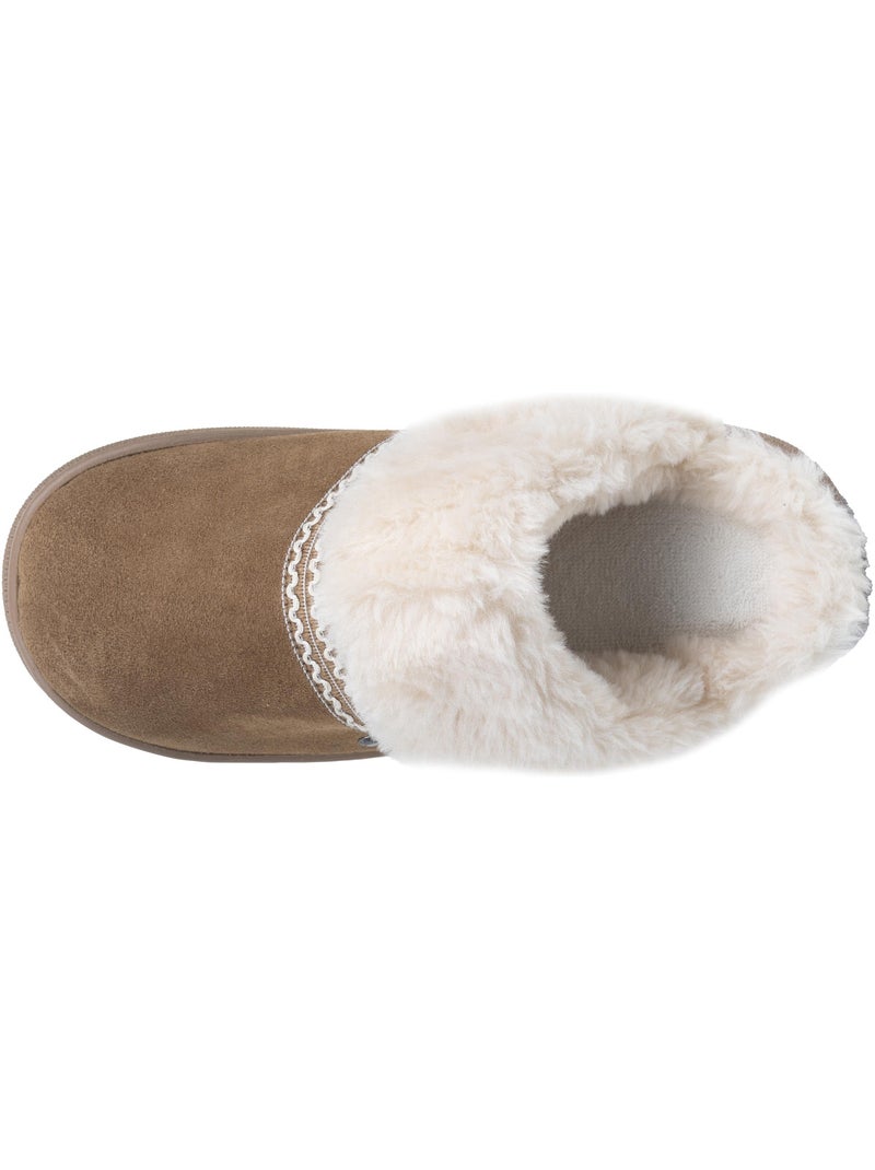Chaussons mules cuir semelle bloup extra confort femme isotoner Camel - Kiabi