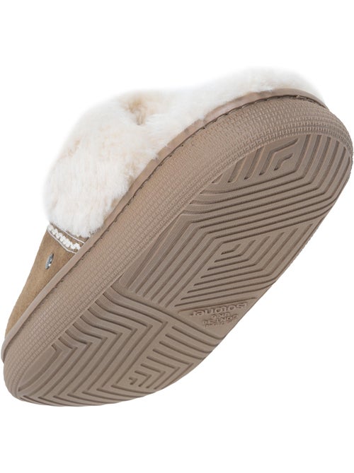 Chaussons mules cuir semelle bloup extra confort femme isotoner - Kiabi