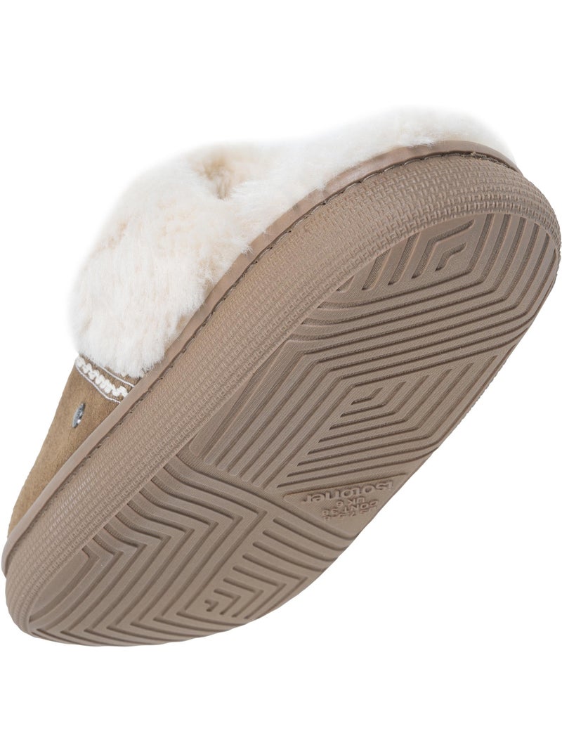 Chaussons mules cuir semelle bloup extra confort femme isotoner Camel - Kiabi