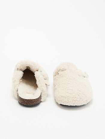 Chaussons mules effet moutonné avec bride
