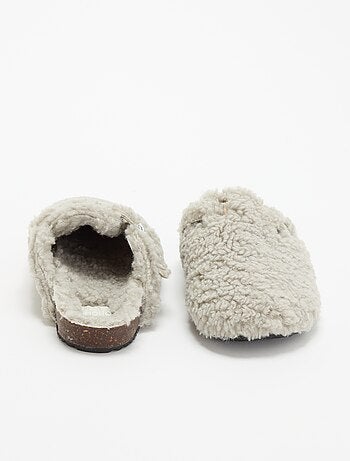 Chaussons mules effet moutonné avec bride