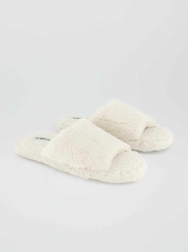 Chaussons mules effet moutonné blanc - Kiabi