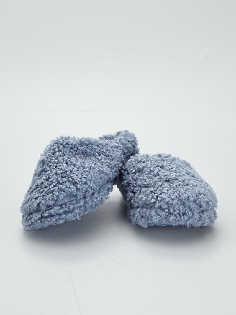 Chaussons mules effet moutonné bleu - Kiabi