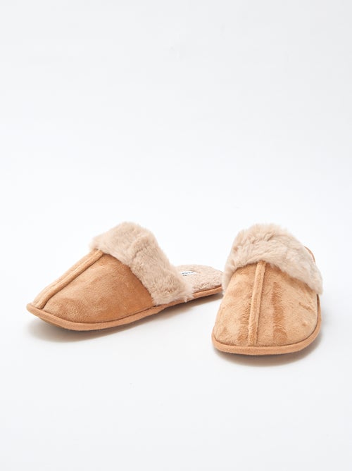 Chaussons mules effet pelucheux - Kiabi