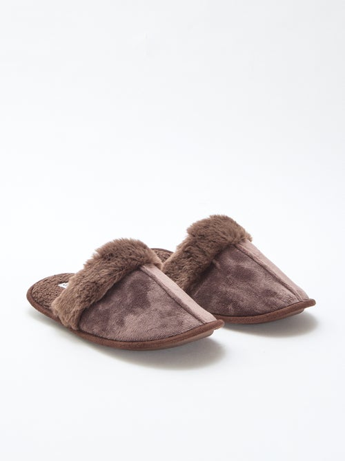 Chaussons mules effet pelucheux - Kiabi