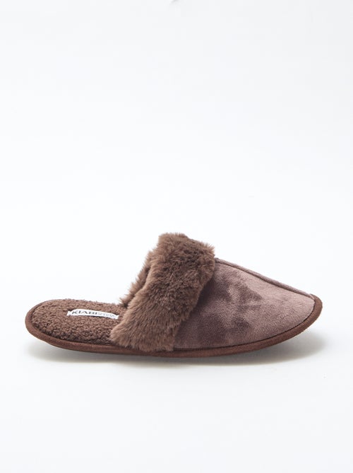 Chaussons mules effet pelucheux - Kiabi