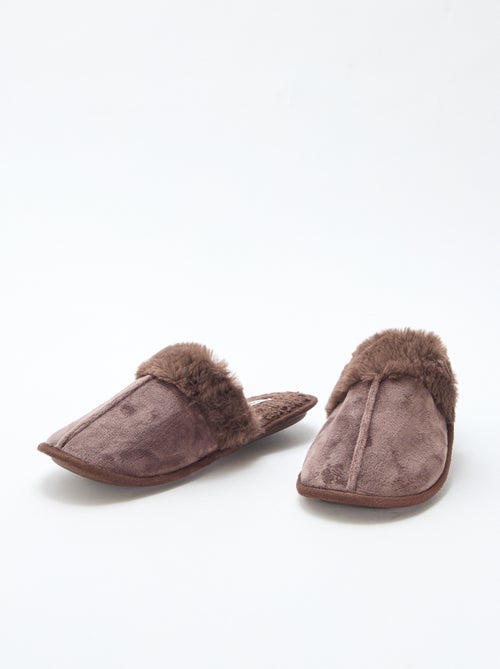 Chaussons mules effet pelucheux - Kiabi