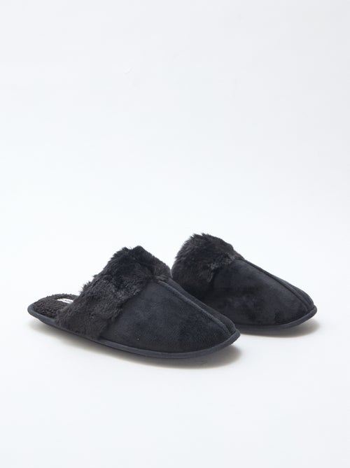 Chaussons mules effet pelucheux - Kiabi