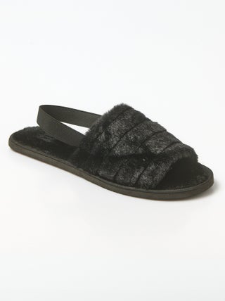 Chaussons mules élastiquée maille peluche