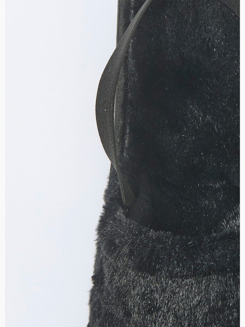 Chaussons mules élastiqués maille peluche - AFIBEL Noir - Kiabi