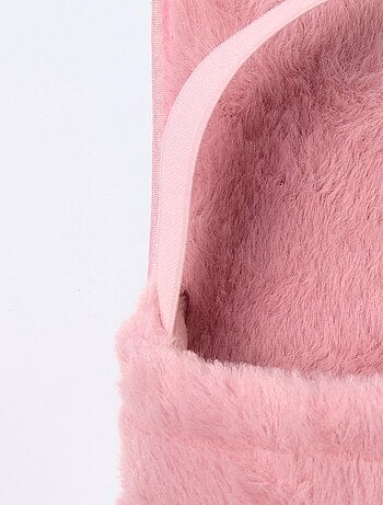 Chaussons mules élastiqués maille peluche