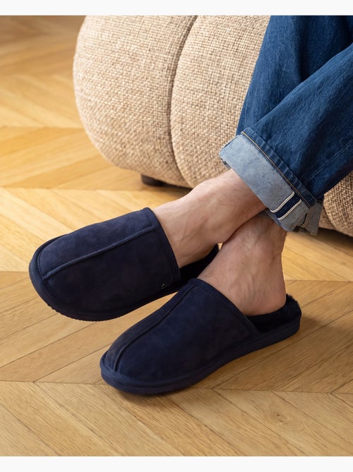 Chaussons mules en cuir et interieur ultra doux en homme isotoner - Kiabi Chaussons mules en cuir et interieur ultra doux en homme isotoner - Kiabi