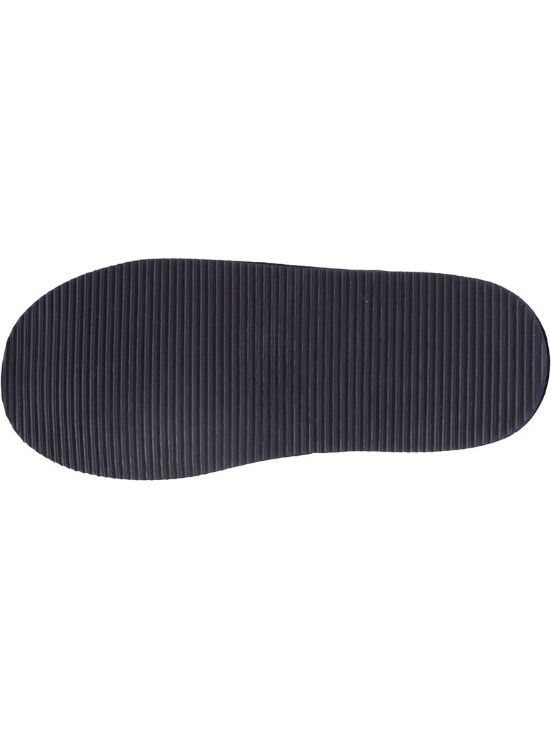 Chaussons mules en cuir et interieur ultra doux en homme isotoner Bleu marine - Kiabi