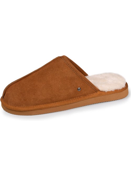 Chaussons mules en cuir et interieur ultra doux en homme isotoner - Kiabi Chaussons mules en cuir et interieur ultra doux en homme isotoner - Kiabi