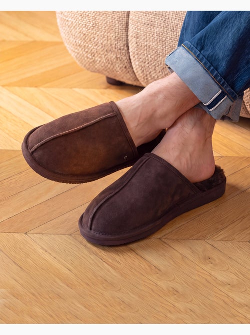 Chaussons mules en cuir et interieur ultra doux en homme isotoner - Kiabi Chaussons mules en cuir et interieur ultra doux en homme isotoner - Kiabi