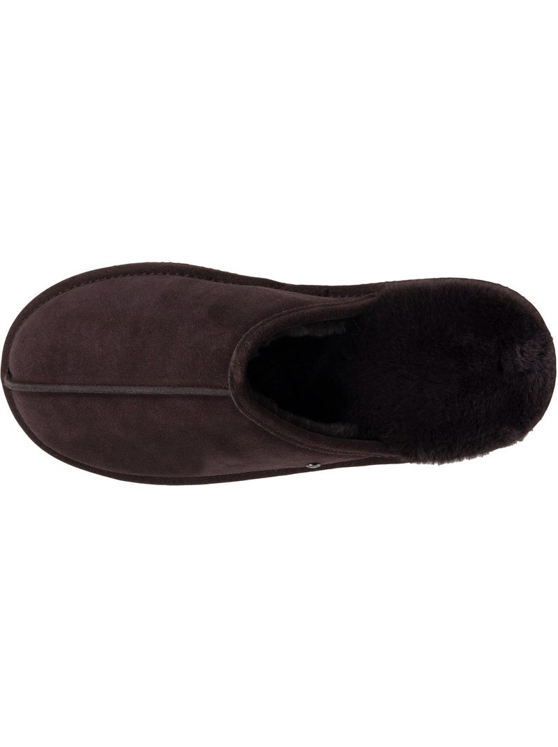 Chaussons mules en cuir et interieur ultra doux en homme isotoner Marron chocolat - Kiabi