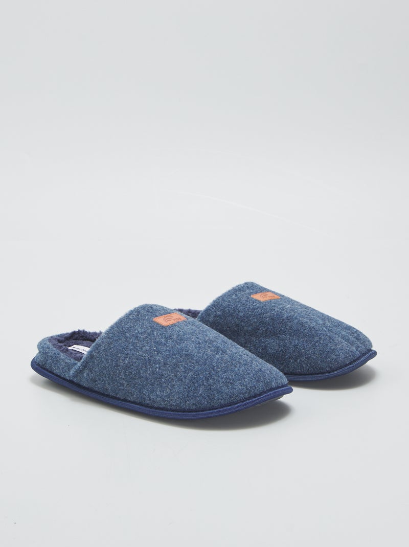 Chaussons mules en feutrine Bleu foncé - Kiabi