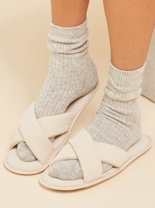 Chaussons mules en gaze de coton