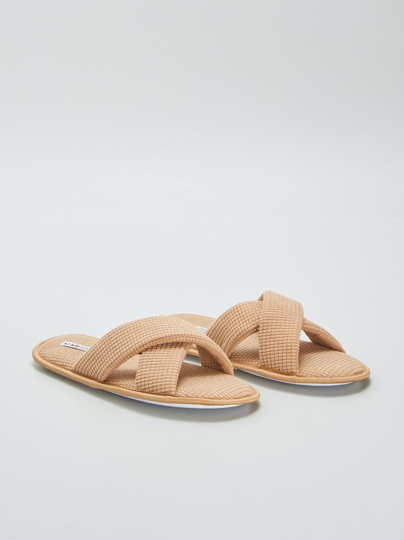 Chaussons mules en gaze de coton Marron - Kiabi