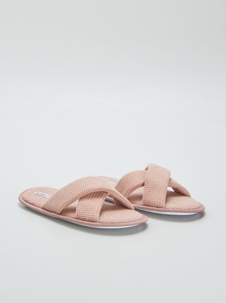 Chaussons mules en gaze de coton