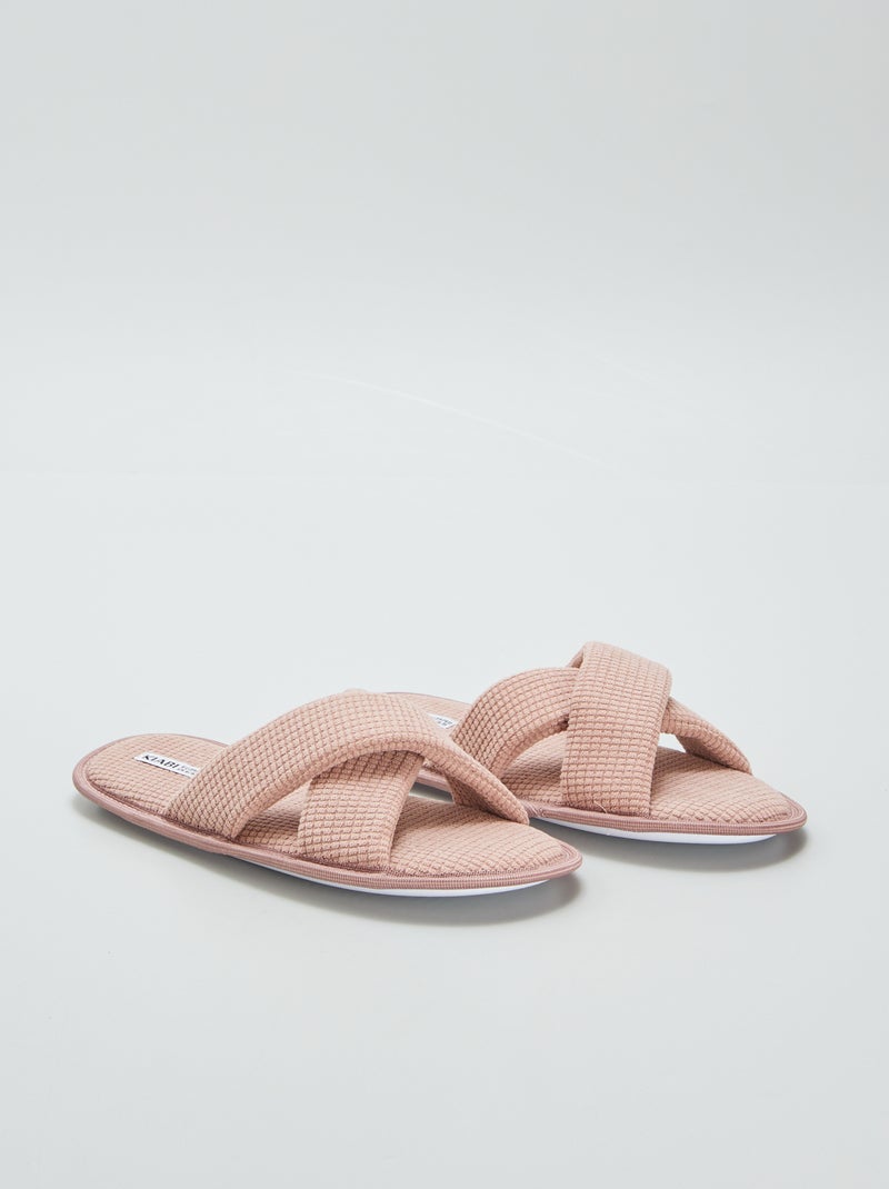 Chaussons mules en gaze de coton Rose - Kiabi