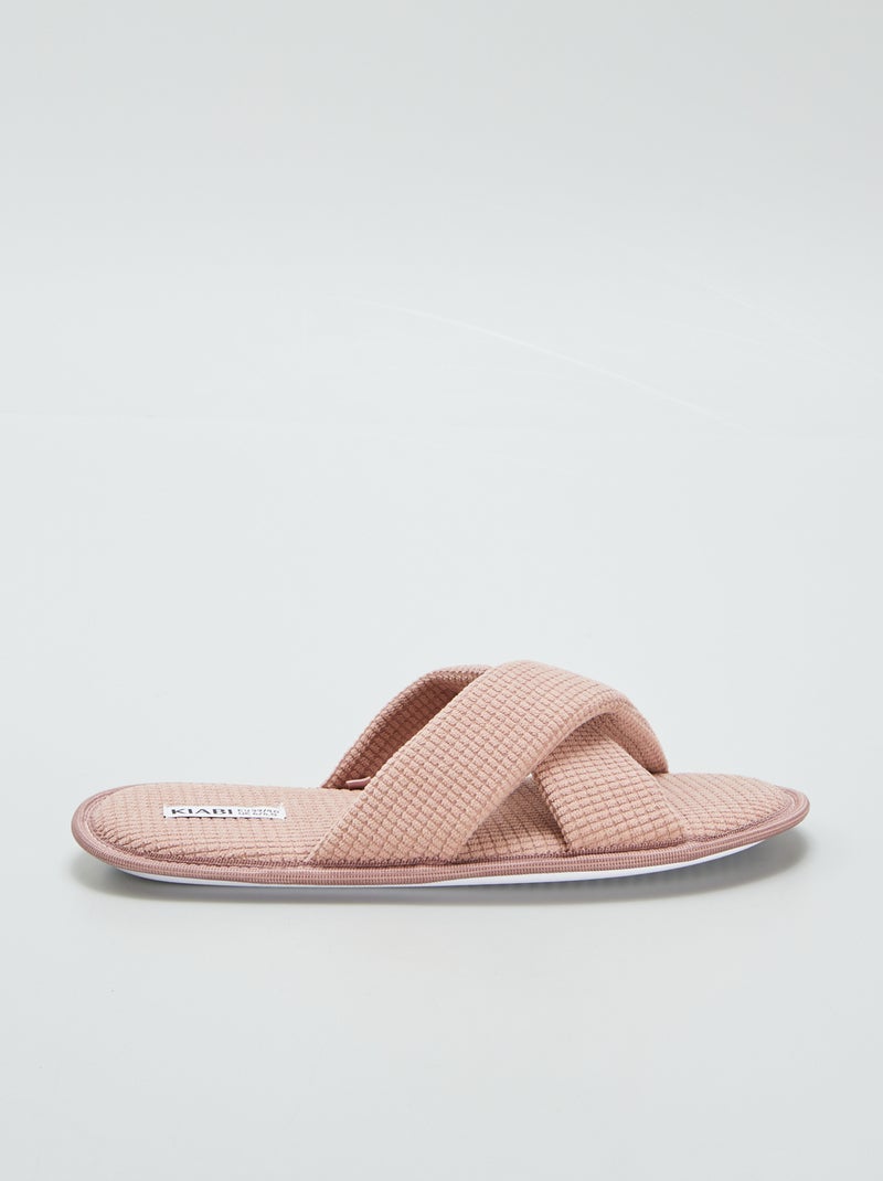 Chaussons mules en gaze de coton Rose - Kiabi