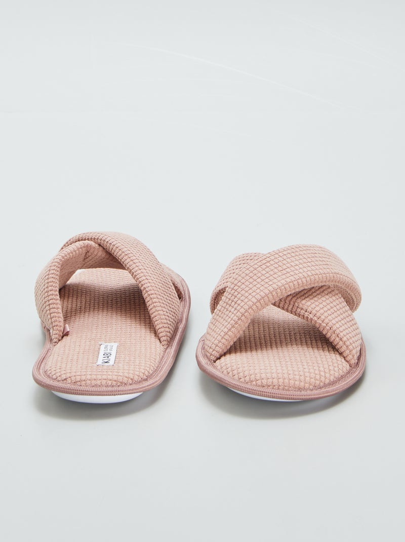 Chaussons mules en gaze de coton Rose - Kiabi