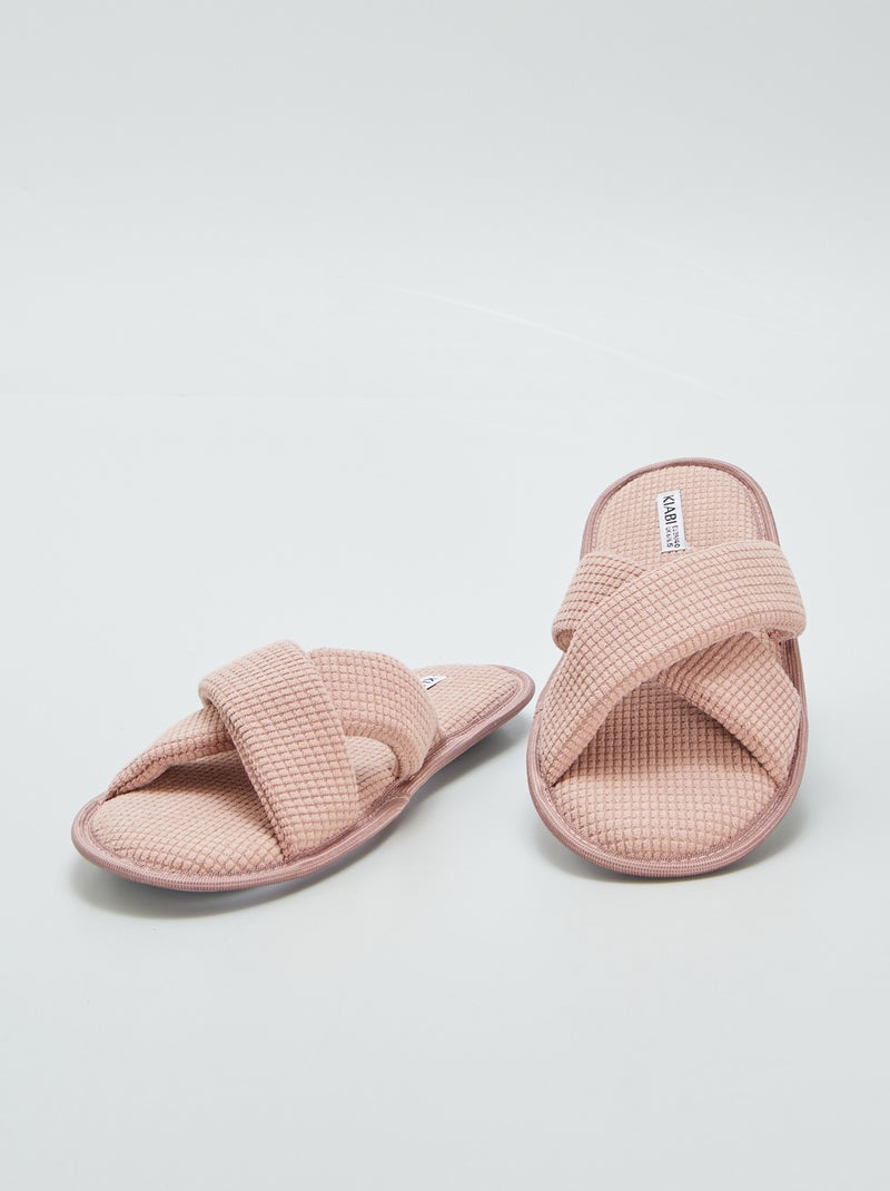 Chaussons mules en gaze de coton Rose - Kiabi