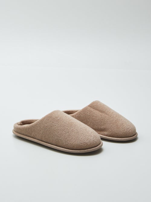 Chaussons mules en maille bouclette - Kiabi