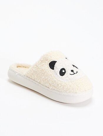 Chaussons mules en maille bouclette