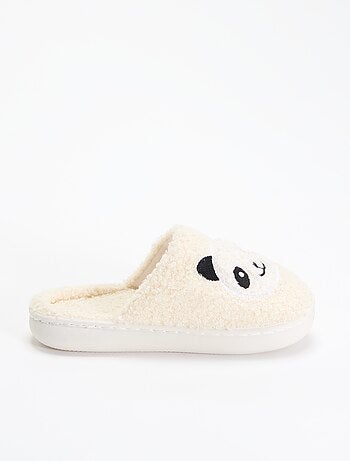Chaussons mules en maille bouclette