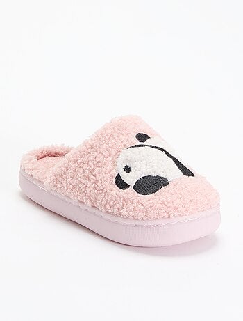 Chaussons mules en maille bouclette