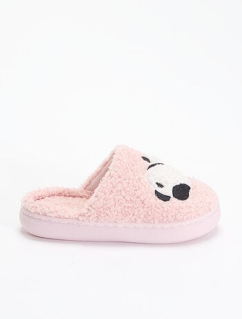 Chaussons mules en maille bouclette