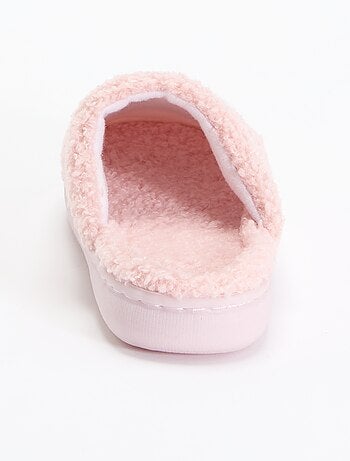 Chaussons mules en maille bouclette