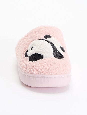 Chaussons mules en maille bouclette