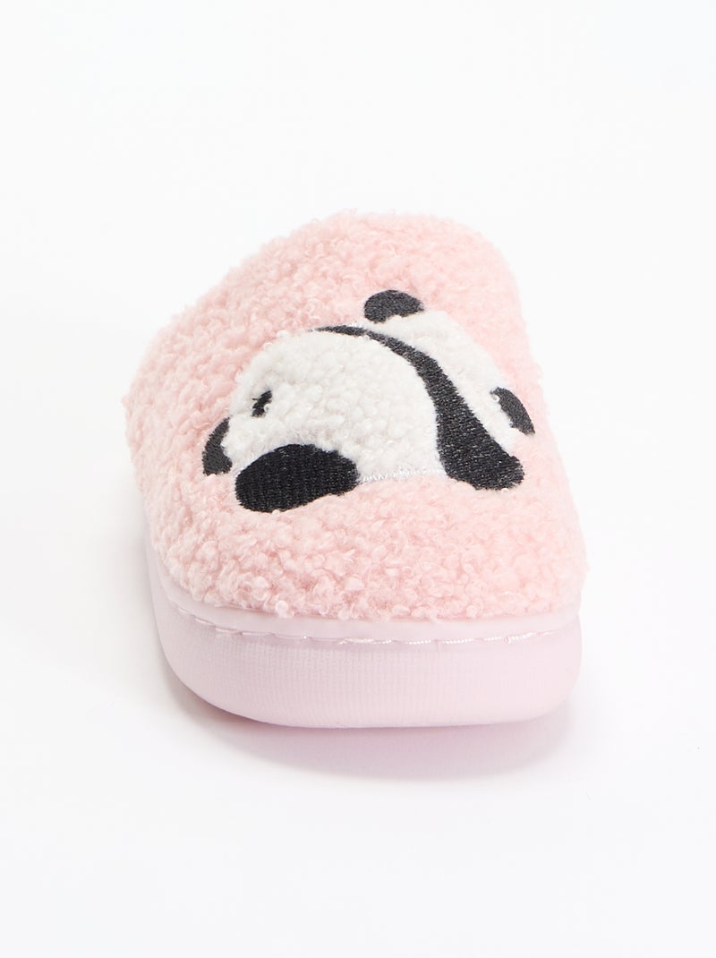 Chaussons mules en maille bouclette Rose - Kiabi