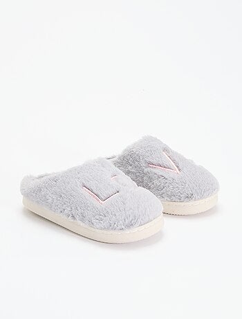 Chaussons mules en maille peluche