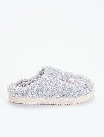 Chaussons mules en maille peluche