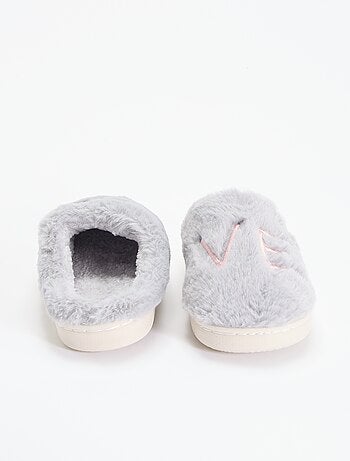 Chaussons mules en maille peluche
