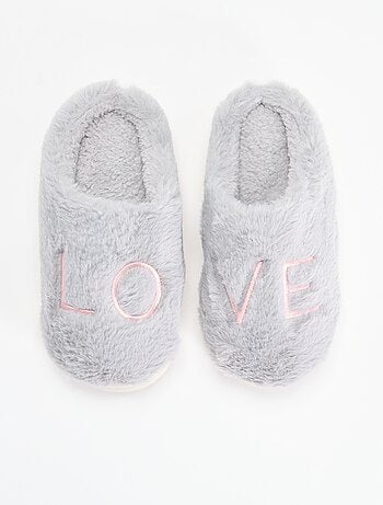 Chaussons mules en maille peluche
